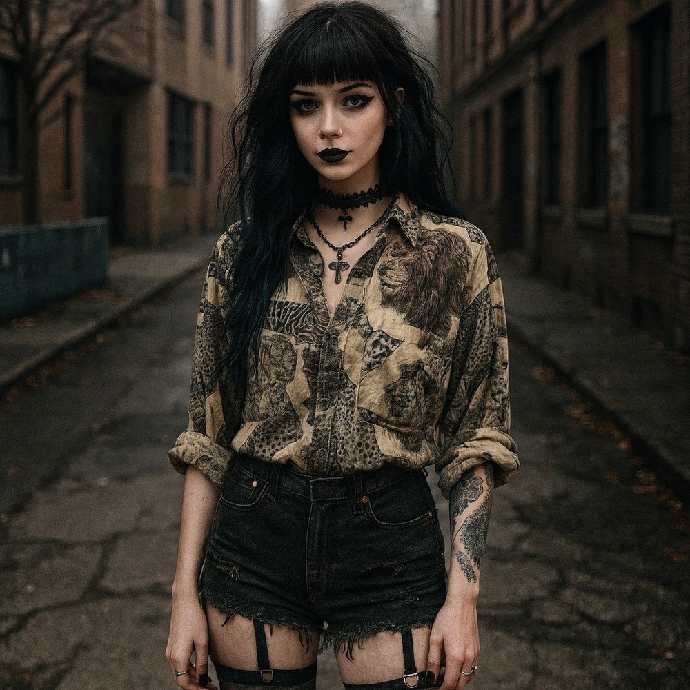 Hot Stuff Women's‎ 80s Button Up Animal Print Top Short Sleeve Womens Size Large